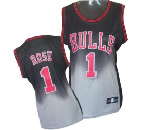Maillot Adidas Gris noir Fadeaway Fashion Authentic Chicago Bulls - Derrick Rose #1 - Femme