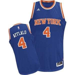 New York Knicks Arron Afflalo #4 Road Swingman Maillot d'équipe de NBA - Bleu royal pour Enfants