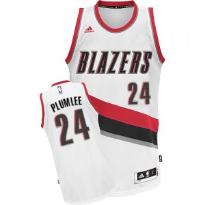 Portland Trail Blazers #24 Adidas Home Blanc Swingman Maillot d'équipe de NBA Prix d'usine - Mason Plumlee pour Homme