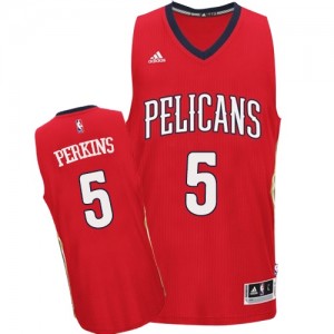 Maillot NBA New Orleans Pelicans #5 Kendrick Perkins Rouge Adidas Swingman Alternate - Homme