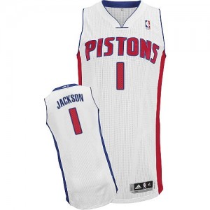 Maillot Authentic Detroit Pistons NBA Home Blanc - #1 Reggie Jackson - Homme