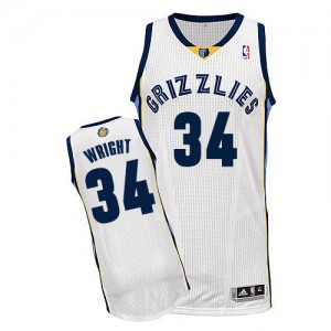 Memphis Grizzlies #34 Adidas Home Blanc Authentic Maillot d'équipe de NBA la vente - Brandan Wright pour Homme