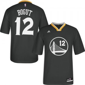 Golden State Warriors Andrew Bogut #12 Alternate Authentic Maillot d'équipe de NBA - Noir pour Homme