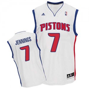 Detroit Pistons #7 Adidas Home Blanc Swingman Maillot d'équipe de NBA Magasin d'usine - Brandon Jennings pour Homme