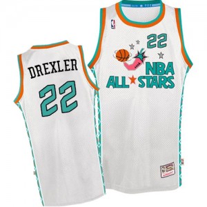 Maillot NBA Blanc Clyde Drexler #22 Houston Rockets Throwback 1996 All Star Swingman Homme Mitchell and Ness