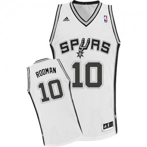 Maillot NBA Blanc Dennis Rodman #10 San Antonio Spurs Home Swingman Homme Adidas