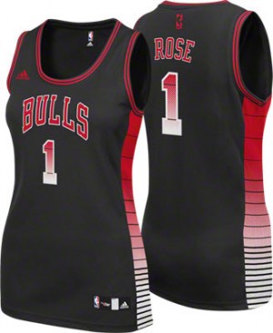 Maillot NBA Noir Derrick Rose #1 Chicago Bulls Vibe Swingman Femme Adidas