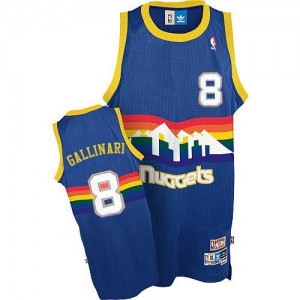 Maillot NBA Denver Nuggets #8 Danilo Gallinari Bleu clair Adidas Authentic Throwback - Homme