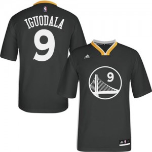 Golden State Warriors #9 Adidas Alternate Noir Swingman Maillot d'équipe de NBA Discount - Andre Iguodala pour Homme