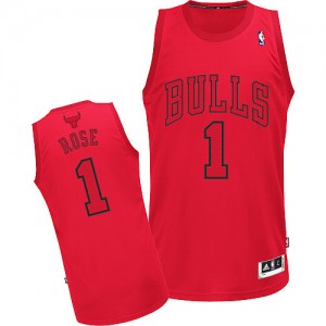 Maillot Authentic Chicago Bulls NBA Big Color Fashion Rouge - #1 Derrick Rose - Homme