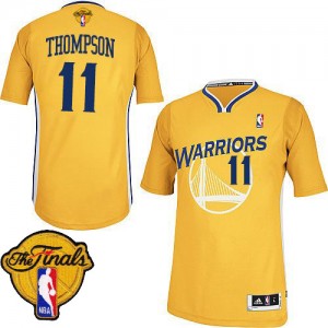Maillot NBA Golden State Warriors #11 Klay Thompson Or Adidas Authentic Alternate 2015 The Finals Patch - Enfants