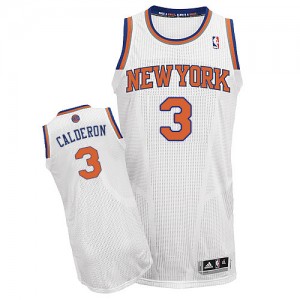 Maillot Adidas Blanc Home Authentic New York Knicks - Jose Calderon #3 - Homme