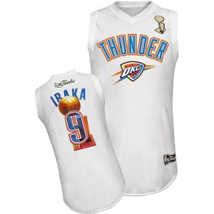 Maillot NBA Blanc Serge Ibaka #9 Oklahoma City Thunder 2012 Finals Authentic Homme Adidas
