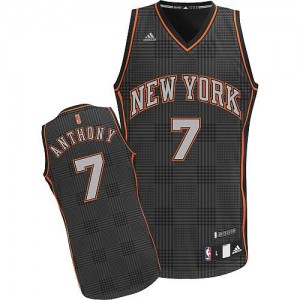 New York Knicks #7 Adidas Rhythm Fashion Noir Swingman Maillot d'équipe de NBA Promotions - Carmelo Anthony pour Femme