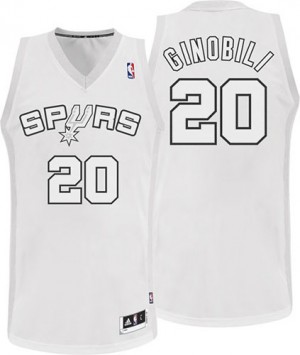 Maillot NBA Blanc Manu Ginobili #20 San Antonio Spurs Winter On-Court Authentic Homme Adidas