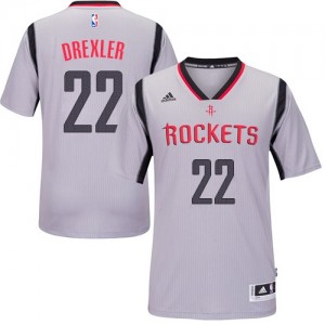 Maillot Adidas Gris Alternate Swingman Houston Rockets - Clyde Drexler #22 - Homme