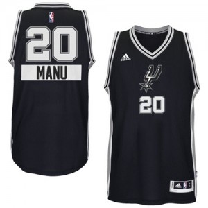 Maillot NBA San Antonio Spurs #20 Manu Ginobili Noir Adidas Swingman 2014-15 Christmas Day - Homme