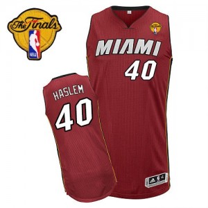 Maillot NBA Miami Heat #40 Udonis Haslem Rouge Adidas Authentic Alternate Finals Patch - Homme