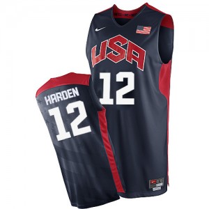 Team USA Nike James Harden #12 2012 Olympics Authentic Maillot d'équipe de NBA - Bleu marin pour Homme