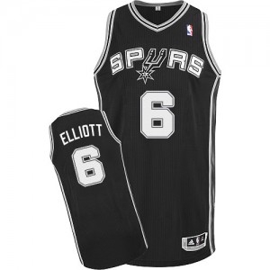 Maillot NBA San Antonio Spurs #6 Sean Elliott Noir Adidas Authentic Road - Homme