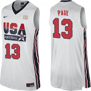 Team USA #13 Nike 2012 Olympic Retro Blanc Authentic Maillot d'équipe de NBA Soldes discount - Chris Paul pour Homme