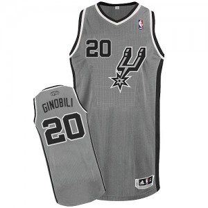 Maillot Authentic San Antonio Spurs NBA Alternate Gris argenté - #20 Manu Ginobili - Homme