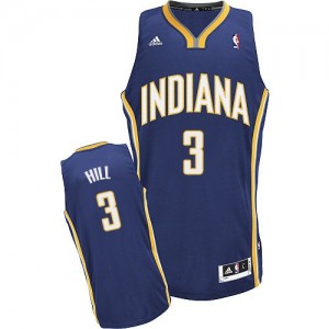 Maillot NBA Indiana Pacers #3 George Hill Bleu marin Adidas Swingman Road - Homme