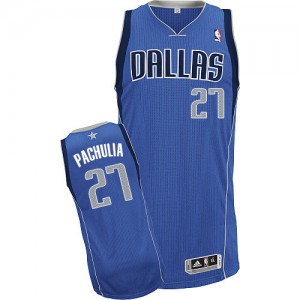 Maillot NBA Dallas Mavericks #27 Zaza Pachulia Bleu royal Adidas Authentic Road - Homme
