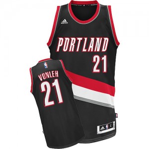 Maillot NBA Portland Trail Blazers #21 Noah Vonleh Noir Adidas Swingman Road - Homme