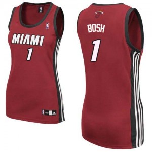 Miami Heat #1 Adidas Alternate Rouge Authentic Maillot d'équipe de NBA Braderie - Chris Bosh pour Femme