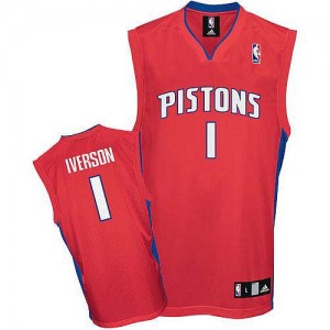 Maillot Adidas Rouge Authentic Detroit Pistons - Allen Iverson #1 - Homme