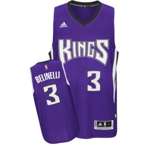 Sacramento Kings Marco Belinelli #3 Road Authentic Maillot d'équipe de NBA - Violet pour Homme