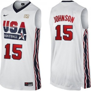 Maillots de basket Swingman Team USA NBA 2012 Olympic Retro Blanc - #15 Magic Johnson - Homme