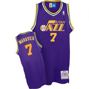Maillot NBA Authentic Pete Maravich #7 Utah Jazz Throwback Violet - Homme