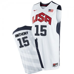 Maillot NBA Authentic Carmelo Anthony #15 Team USA 2012 Olympics Blanc - Homme