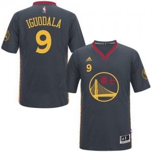 Maillot NBA Golden State Warriors #9 Andre Iguodala Noir Adidas Authentic Slate Chinese New Year - Homme