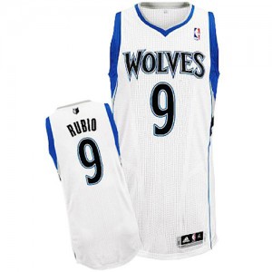 Maillot NBA Blanc Ricky Rubio #9 Minnesota Timberwolves Home Authentic Enfants Adidas