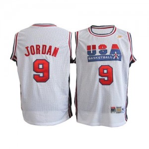 Team USA Nike Michael Jordan #9 Throwback Authentic Maillot d'équipe de NBA - Blanc pour Homme