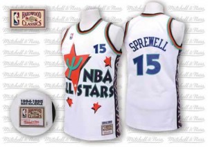 Golden State Warriors Latrell Sprewell #15 Throwback 1995 All Star Authentic Maillot d'équipe de NBA - Blanc pour Homme