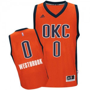 Maillot NBA Oklahoma City Thunder #0 Russell Westbrook Orange Adidas Authentic climacool - Homme
