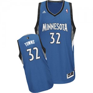 Minnesota Timberwolves #32 Adidas Road Slate Blue Swingman Maillot d'équipe de NBA pas cher - Karl-Anthony Towns pour Homme