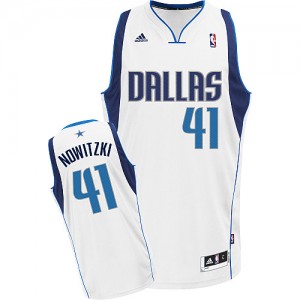 Dallas Mavericks Dirk Nowitzki #41 Home Swingman Maillot d'équipe de NBA - Blanc pour Homme