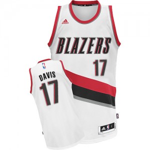 Maillot NBA Portland Trail Blazers #17 Ed Davis Blanc Adidas Swingman Home - Homme