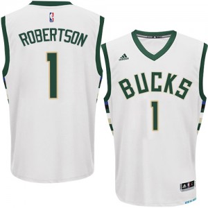 Maillot NBA Milwaukee Bucks #1 Oscar Robertson Blanc Adidas Authentic Home - Homme