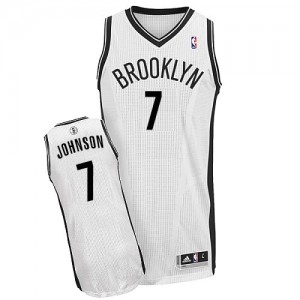 Maillot NBA Blanc Joe Johnson #7 Brooklyn Nets Home Authentic Homme Adidas