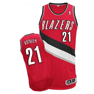 Maillot NBA Portland Trail Blazers #21 Noah Vonleh Rouge Adidas Authentic Alternate - Homme