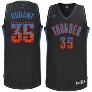 Oklahoma City Thunder #35 Adidas Vibe Noir Swingman Maillot d'équipe de NBA Remise - Kevin Durant pour Homme
