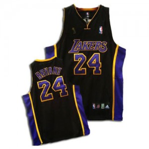 Maillot NBA Noir / Violet Kobe Bryant #24 Los Angeles Lakers Champions Patch Swingman Homme Adidas