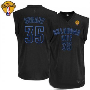 Oklahoma City Thunder Kevin Durant #35 Black Finals Patch Authentic Maillot d'équipe de NBA - Noir pour Homme