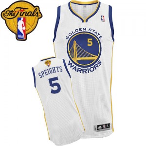 Maillot NBA Golden State Warriors #5 Marreese Speights Blanc Adidas Authentic Home 2015 The Finals Patch - Homme